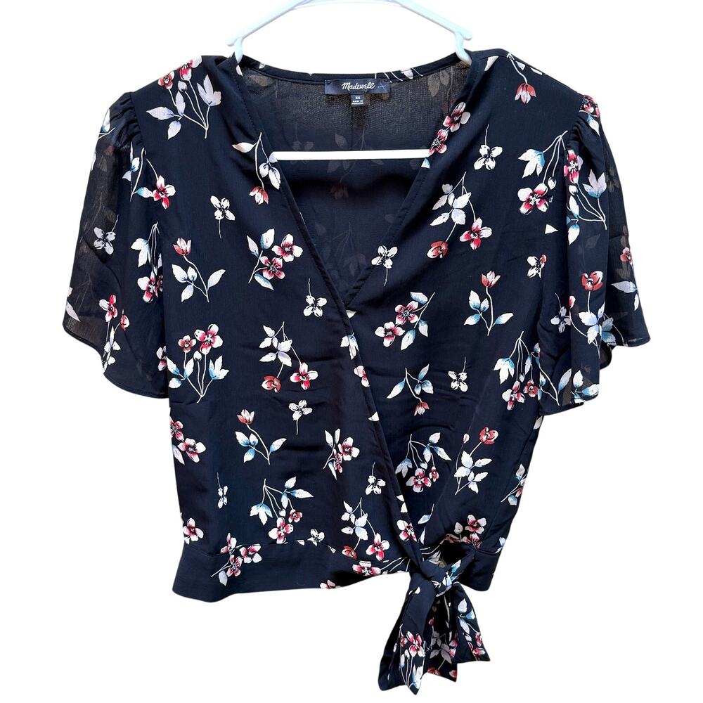 Madewell Wrap Top Blouse Botanical Floral Womens Size XS Shirt